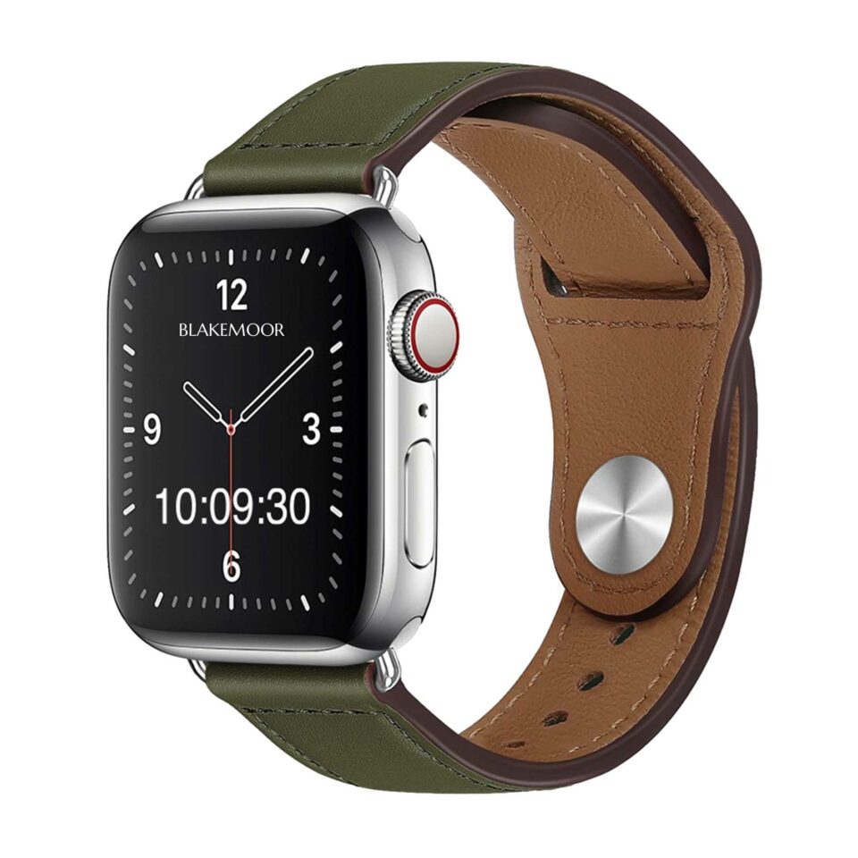 Green Vegan Leather Apple Watch Strap